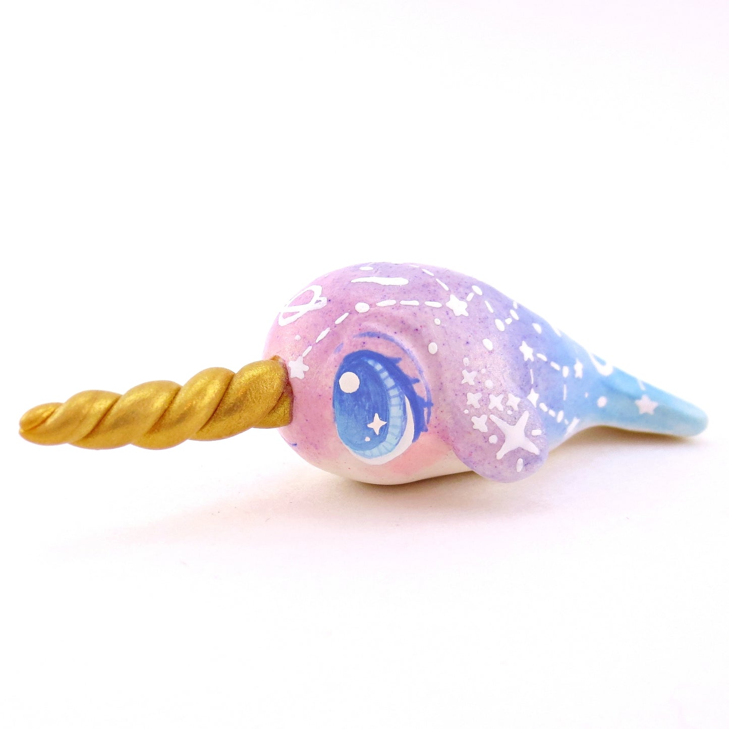 Purple/Blue Ombre Constellation Narwhal Figurine - Polymer Clay Celestial Sea Animals