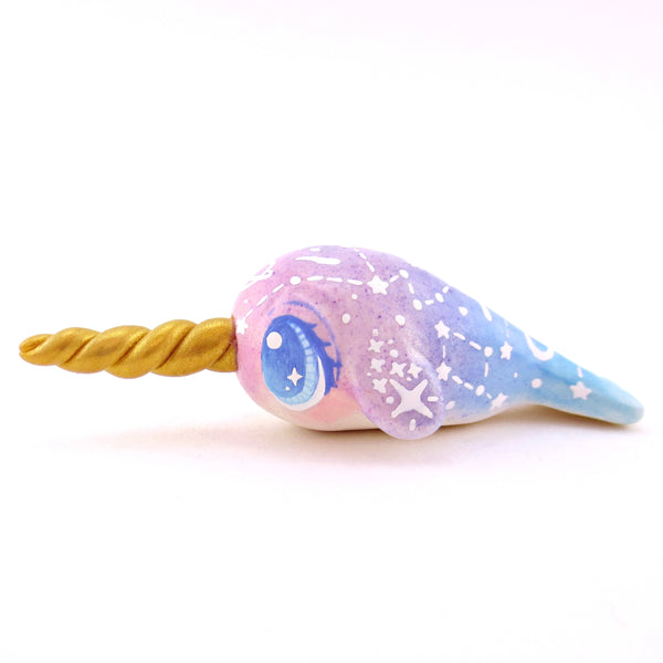 Purple/Blue Ombre Constellation Narwhal Figurine - Polymer Clay Celestial Sea Animals