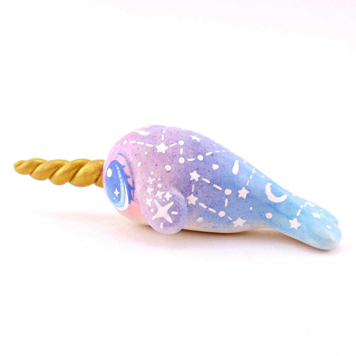 Purple/Blue Ombre Constellation Narwhal Figurine - Polymer Clay Celestial Sea Animals