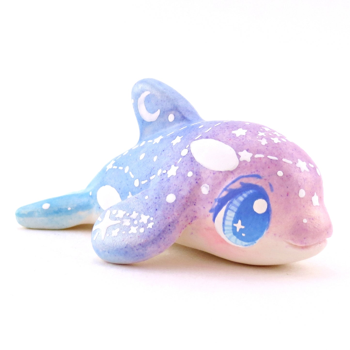 Purple/Blue Ombre Constellation Orca Figurine - Polymer Clay Celestial Sea Animals