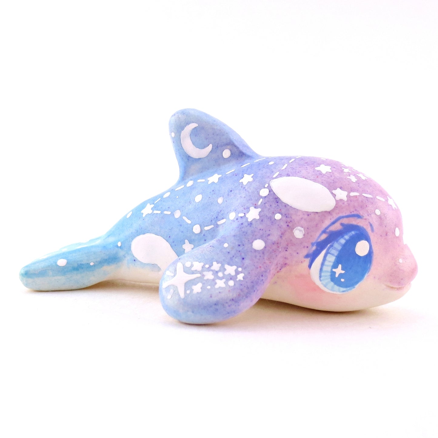 Purple/Blue Ombre Constellation Orca Figurine - Polymer Clay Celestial Sea Animals