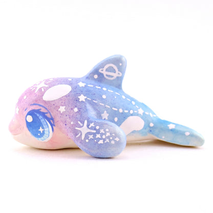 Purple/Blue Ombre Constellation Orca Figurine - Polymer Clay Celestial Sea Animals