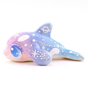 Purple/Blue Ombre Constellation Orca Figurine - Polymer Clay Celestial Sea Animals