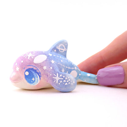 Purple/Blue Ombre Constellation Orca Figurine - Polymer Clay Celestial Sea Animals