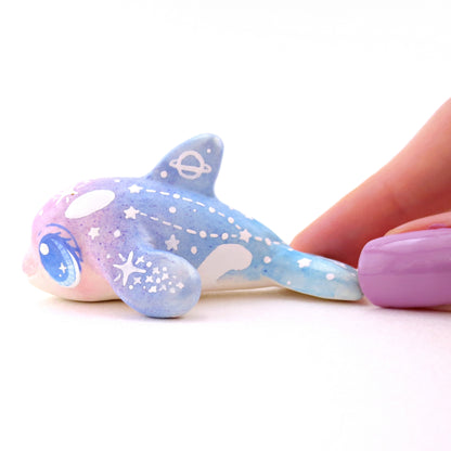 Purple/Blue Ombre Constellation Orca Figurine - Polymer Clay Celestial Sea Animals