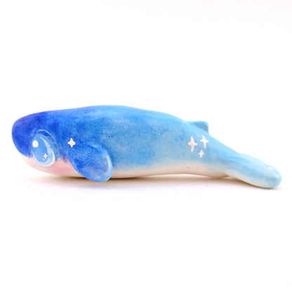 Ombre Noodle Blue Whale Figurine - Polymer Clay Celestial Sea Animals