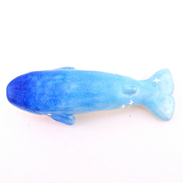 Ombre Noodle Blue Whale Figurine - Polymer Clay Celestial Sea Animals