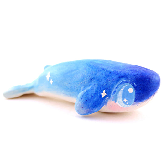 Ombre Noodle Blue Whale Figurine - Polymer Clay Celestial Sea Animals