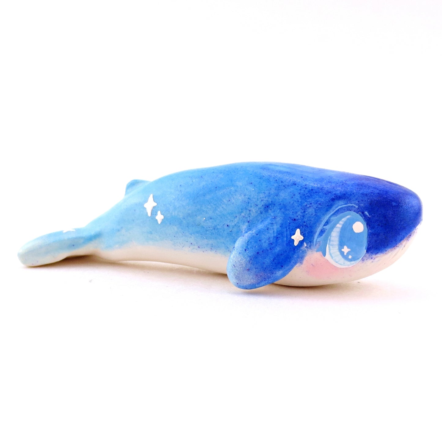 Ombre Noodle Blue Whale Figurine - Polymer Clay Celestial Sea Animals