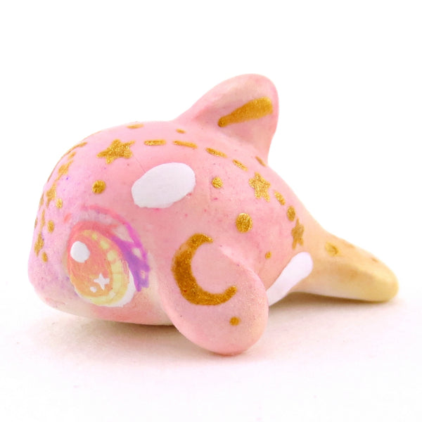 Sunset Constellation Baby Orca Figurine - Polymer Clay Celestial Sea Animals