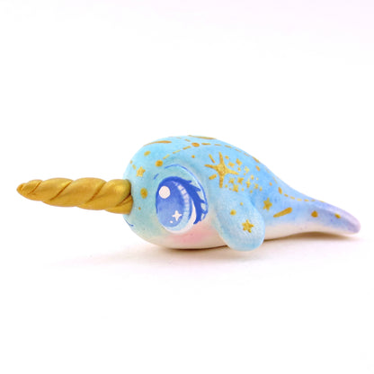 Green/Blue/Purple Constellation Narwhal Figurine - Polymer Clay Celestial Sea Animals