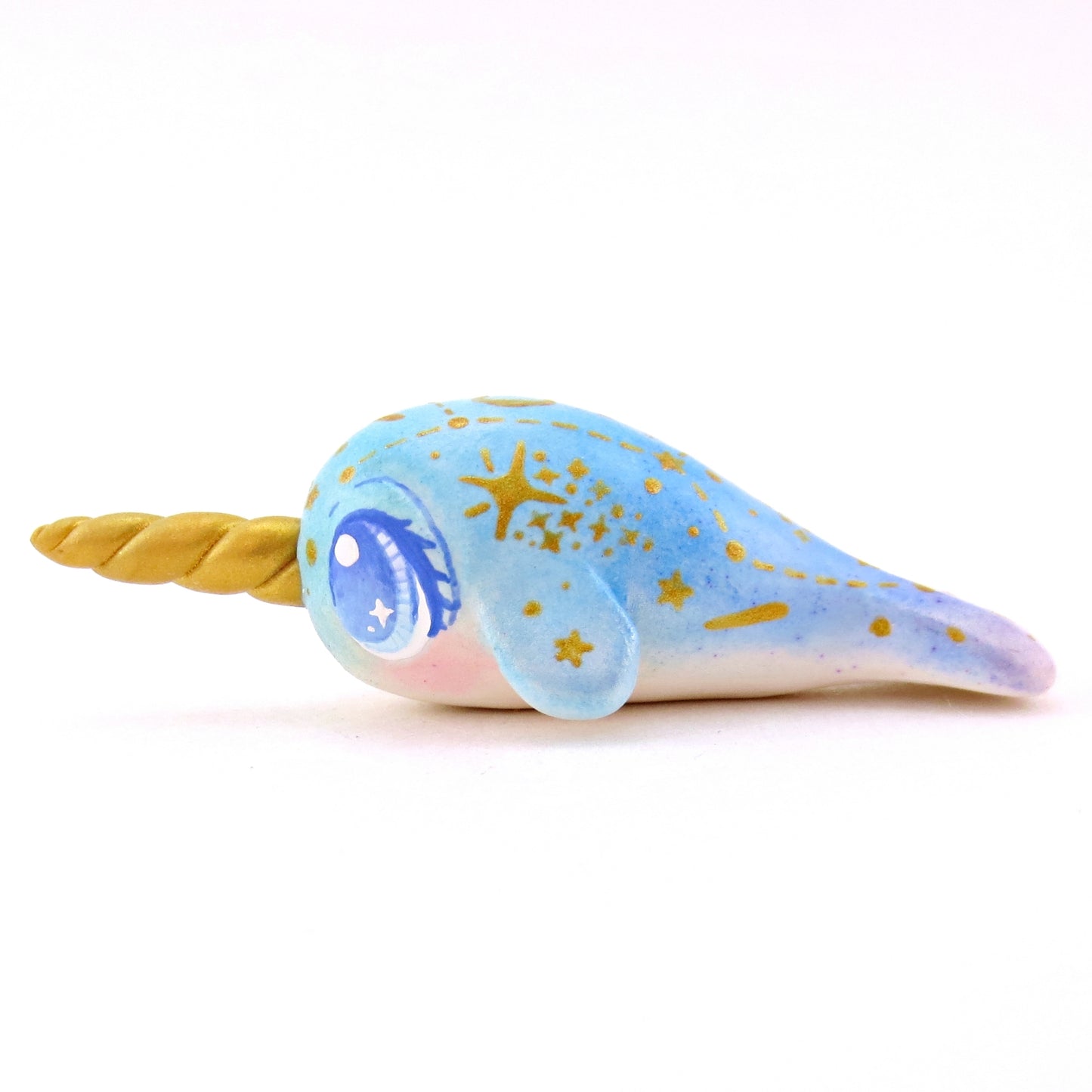 Green/Blue/Purple Constellation Narwhal Figurine - Polymer Clay Celestial Sea Animals