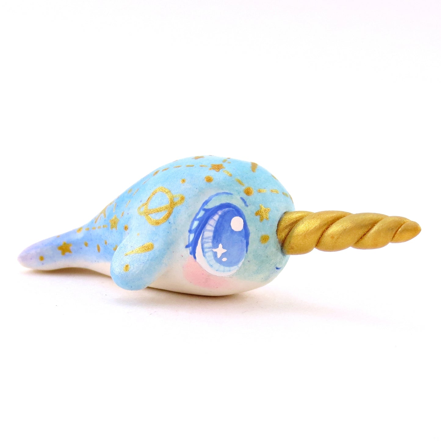 Green/Blue/Purple Constellation Narwhal Figurine - Polymer Clay Celestial Sea Animals