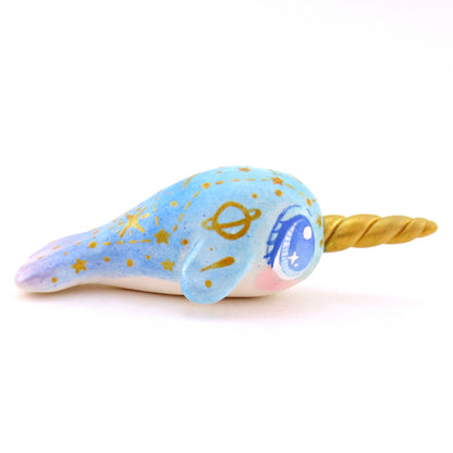 Green/Blue/Purple Constellation Narwhal Figurine - Polymer Clay Celestial Sea Animals