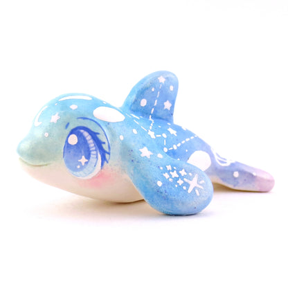 Green/Blue/Purple Constellation Orca Figurine - Polymer Clay Celestial Sea Animals