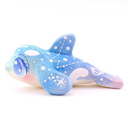 Green/Blue/Purple Constellation Orca Figurine - Polymer Clay Celestial Sea Animals