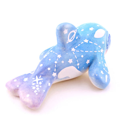 Green/Blue/Purple Constellation Orca Figurine - Polymer Clay Celestial Sea Animals