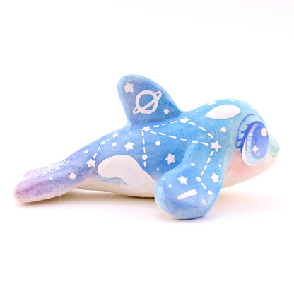 Green/Blue/Purple Constellation Orca Figurine - Polymer Clay Celestial Sea Animals