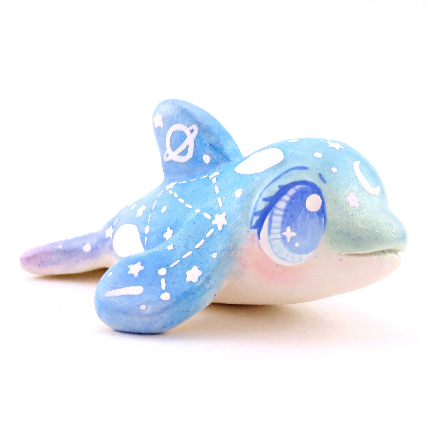 Green/Blue/Purple Constellation Orca Figurine - Polymer Clay Celestial Sea Animals