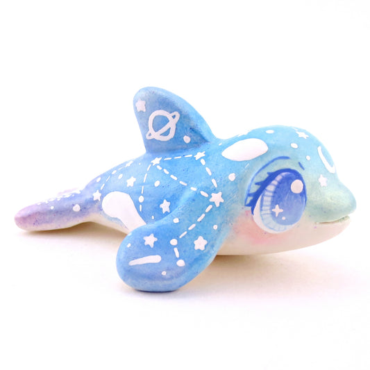 Green/Blue/Purple Constellation Orca Figurine - Polymer Clay Celestial Sea Animals