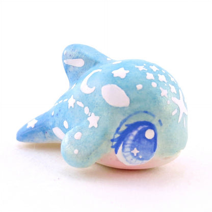 Green/Blue/Purple Constellation Baby Orca Figurine - Polymer Clay Celestial Sea Animals