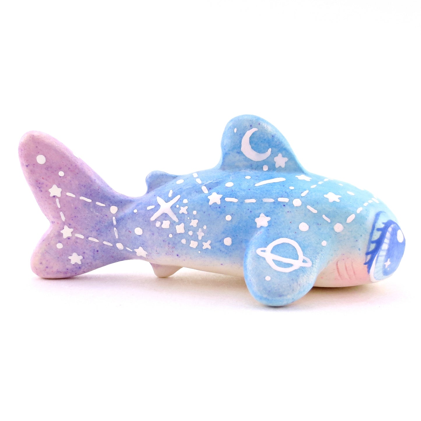 Green/Blue/Purple Constellation Whale Shark Figurine - Polymer Clay Celestial Sea Animals