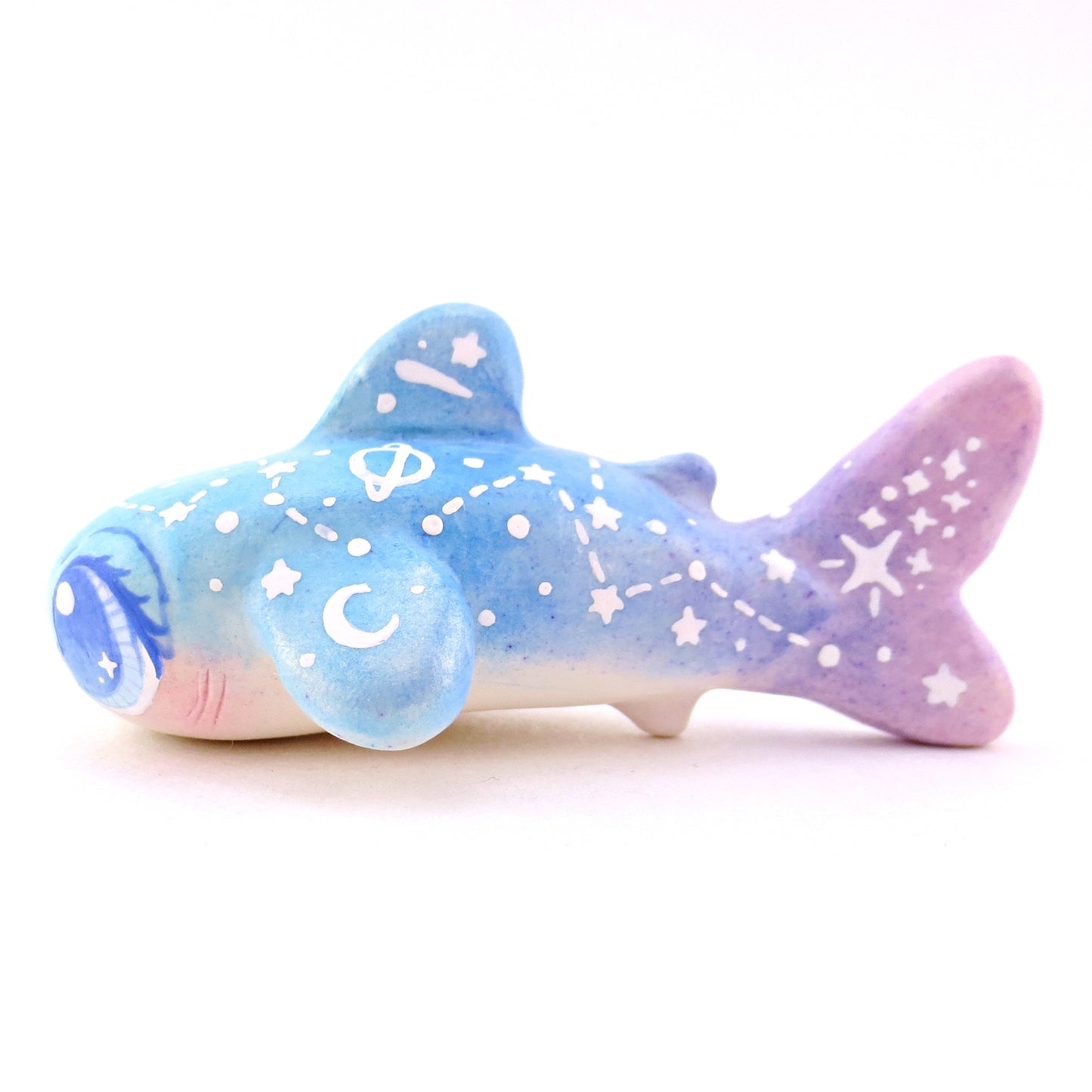 Green/Blue/Purple Constellation Whale Shark Figurine - Polymer Clay Celestial Sea Animals