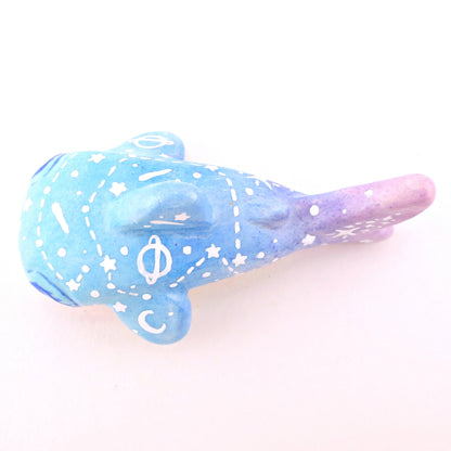 Green/Blue/Purple Constellation Whale Shark Figurine - Polymer Clay Celestial Sea Animals