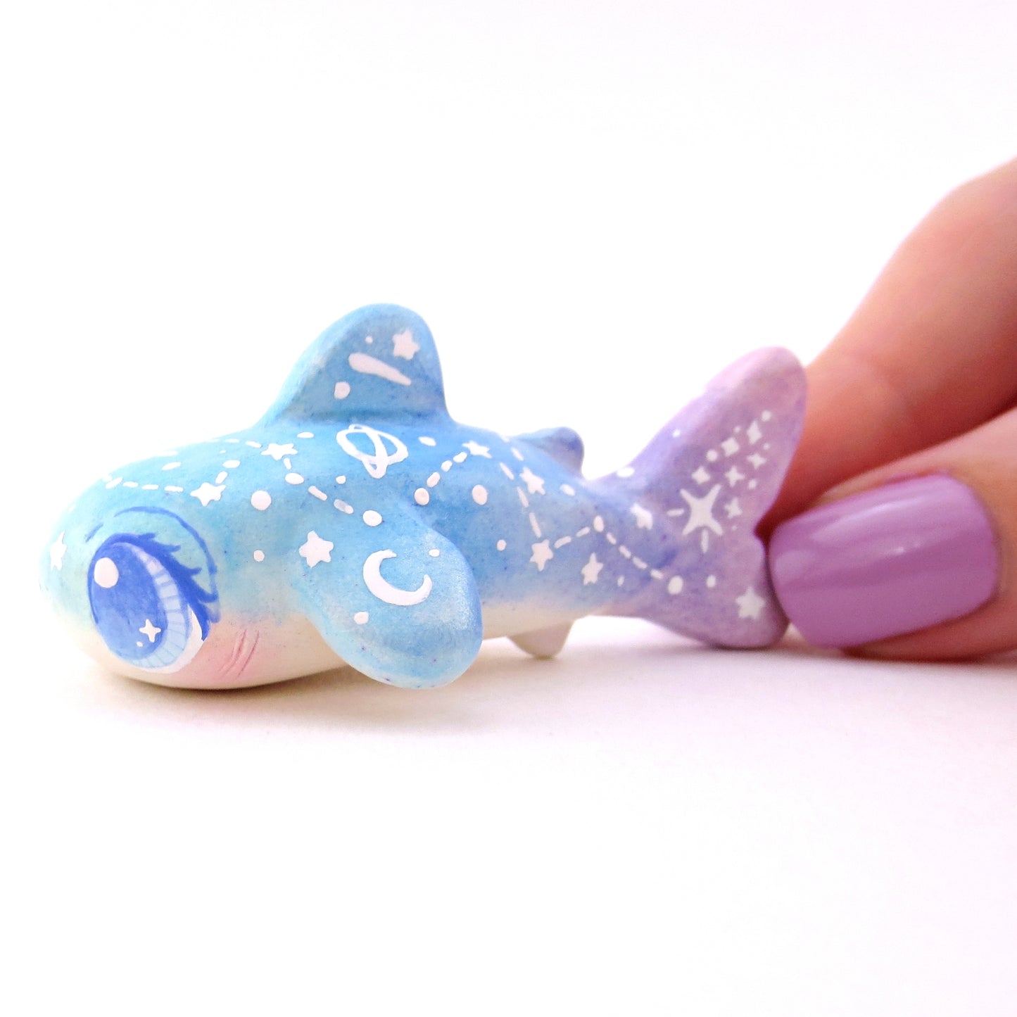 Green/Blue/Purple Constellation Whale Shark Figurine - Polymer Clay Celestial Sea Animals