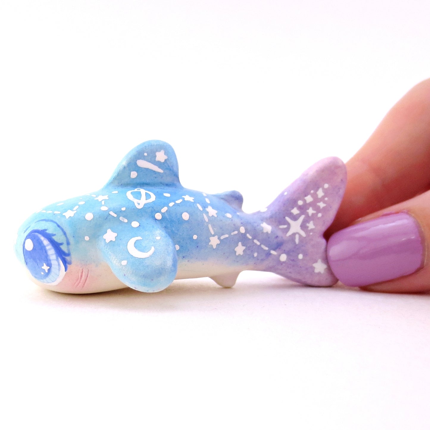 Green/Blue/Purple Constellation Whale Shark Figurine - Polymer Clay Celestial Sea Animals