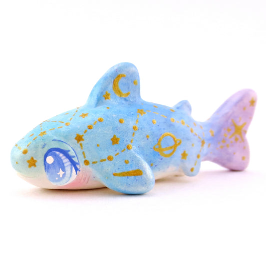 Green/Blue/Purple Constellation Tiger Shark Figurine - Polymer Clay Celestial Sea Animals