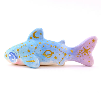 Green/Blue/Purple Constellation Tiger Shark Figurine - Polymer Clay Celestial Sea Animals