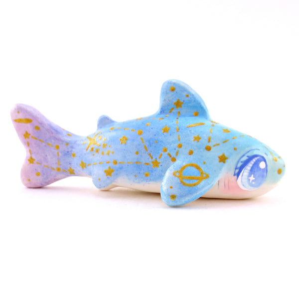 Green/Blue/Purple Constellation Tiger Shark Figurine - Polymer Clay Celestial Sea Animals