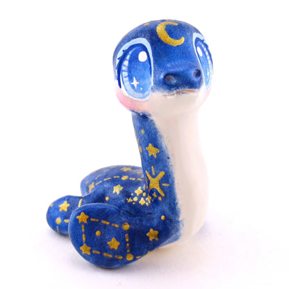 Dark Blue Constellation Nessie Figurine - Polymer Clay Celestial Sea Animals