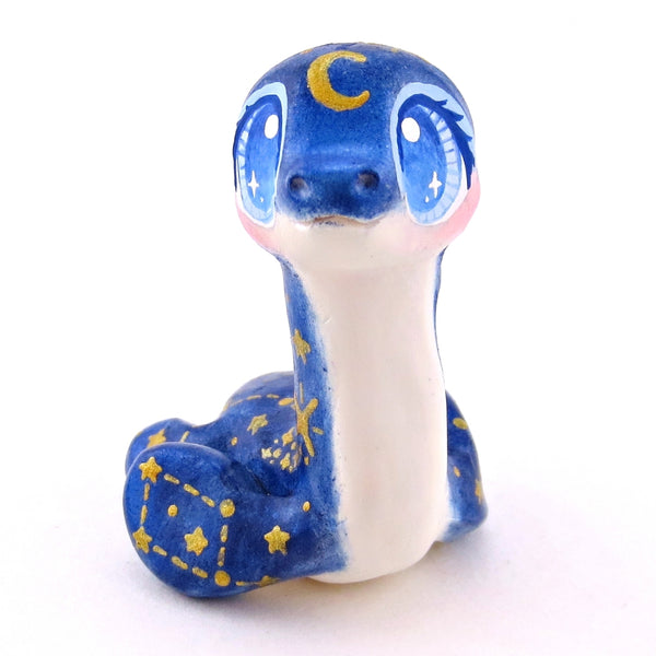 Dark Blue Constellation Nessie Figurine - Polymer Clay Celestial Sea Animals