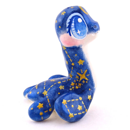 Dark Blue Constellation Nessie Figurine - Polymer Clay Celestial Sea Animals