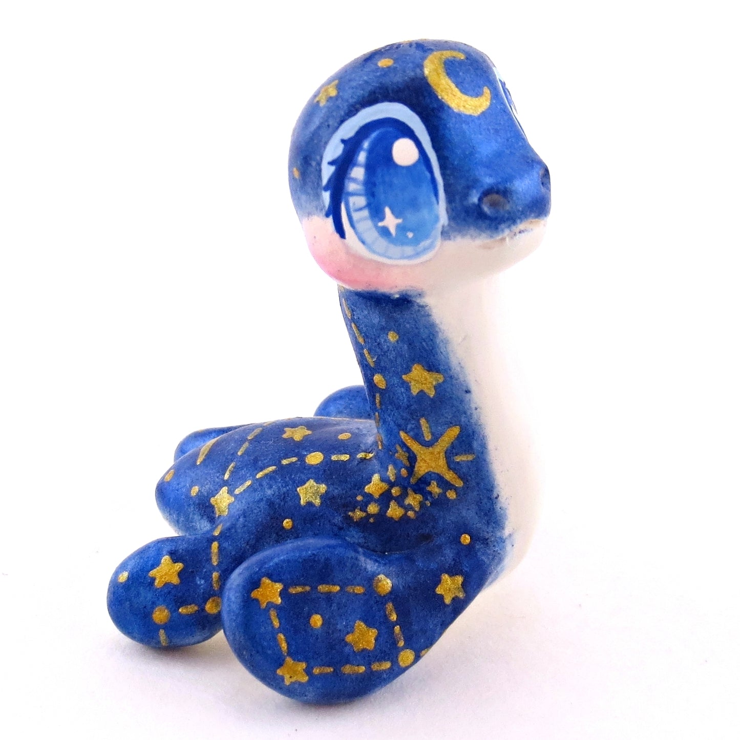 Dark Blue Constellation Nessie Figurine - Polymer Clay Celestial Sea Animals