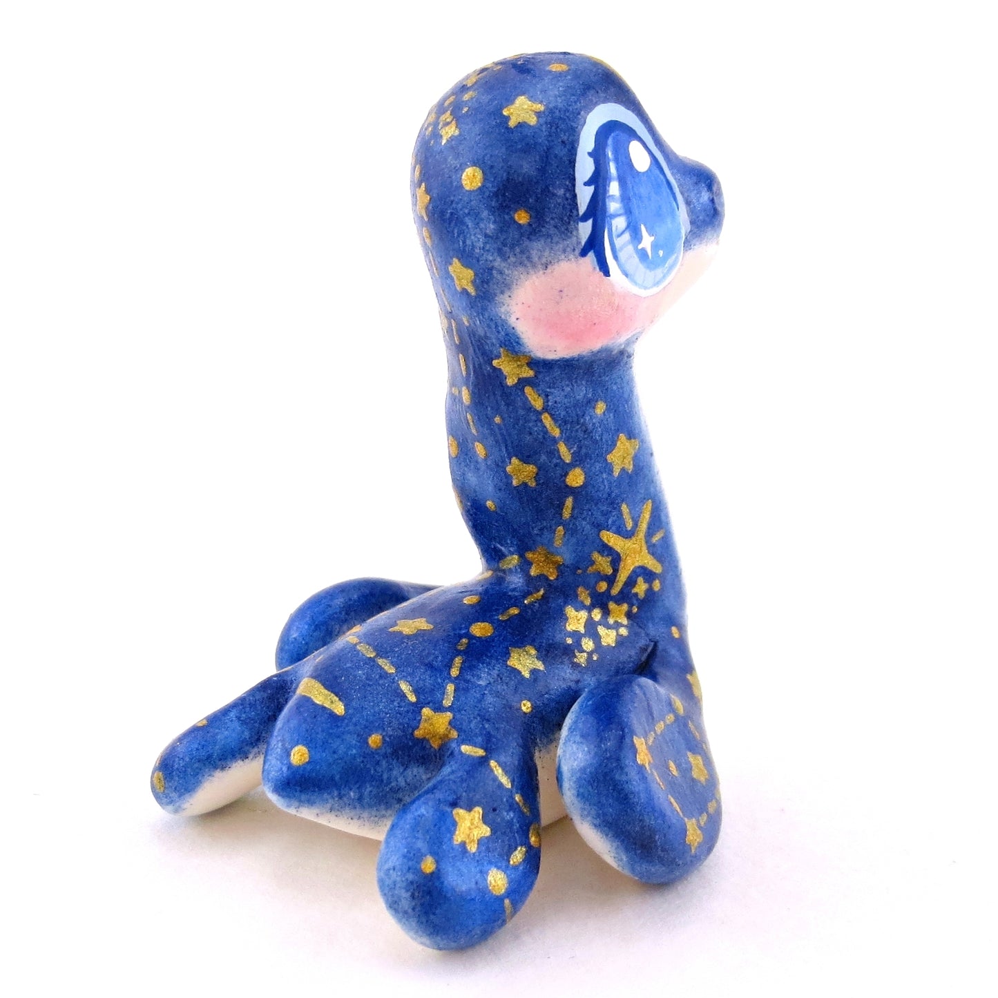 Dark Blue Constellation Nessie Figurine - Polymer Clay Celestial Sea Animals