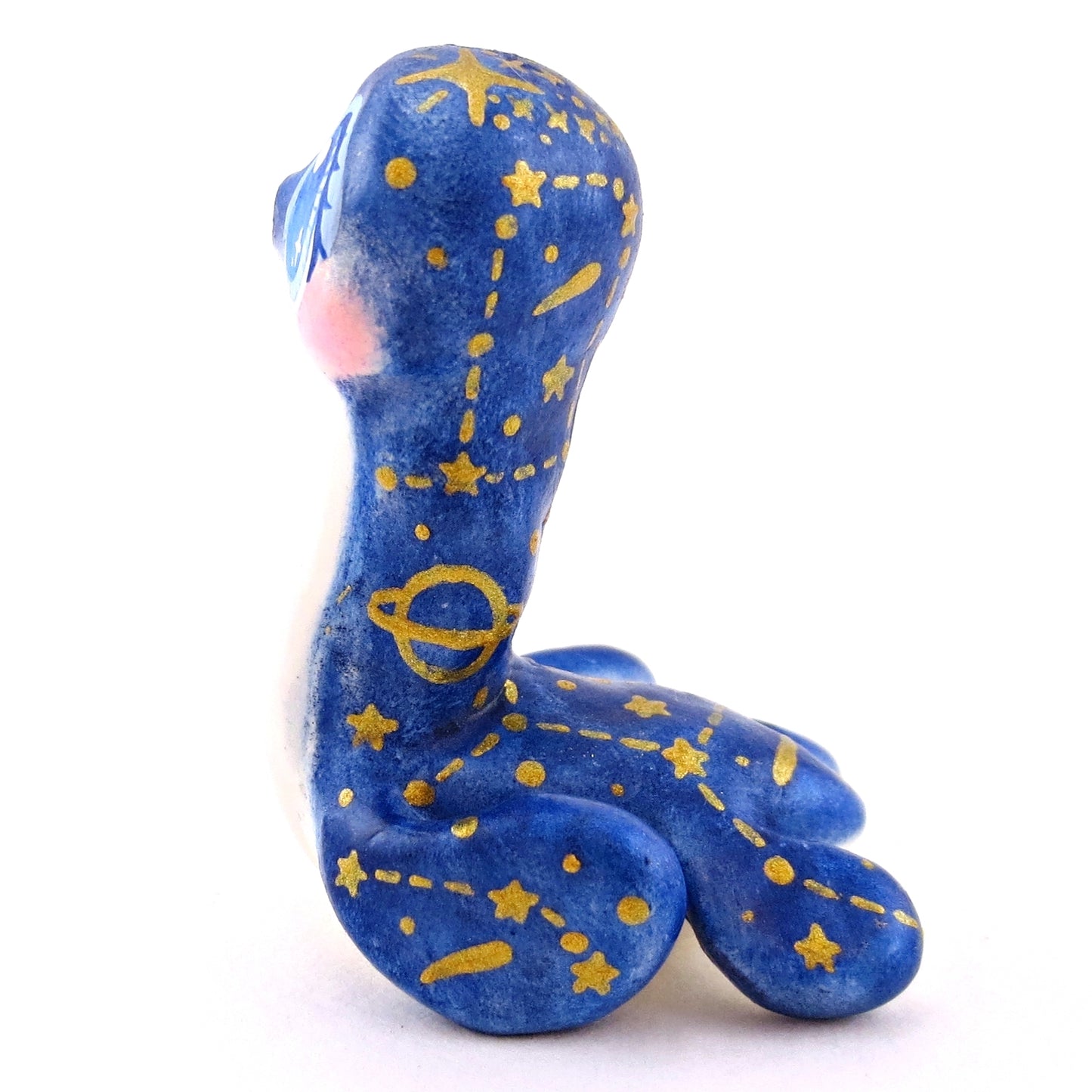 Dark Blue Constellation Nessie Figurine - Polymer Clay Celestial Sea Animals