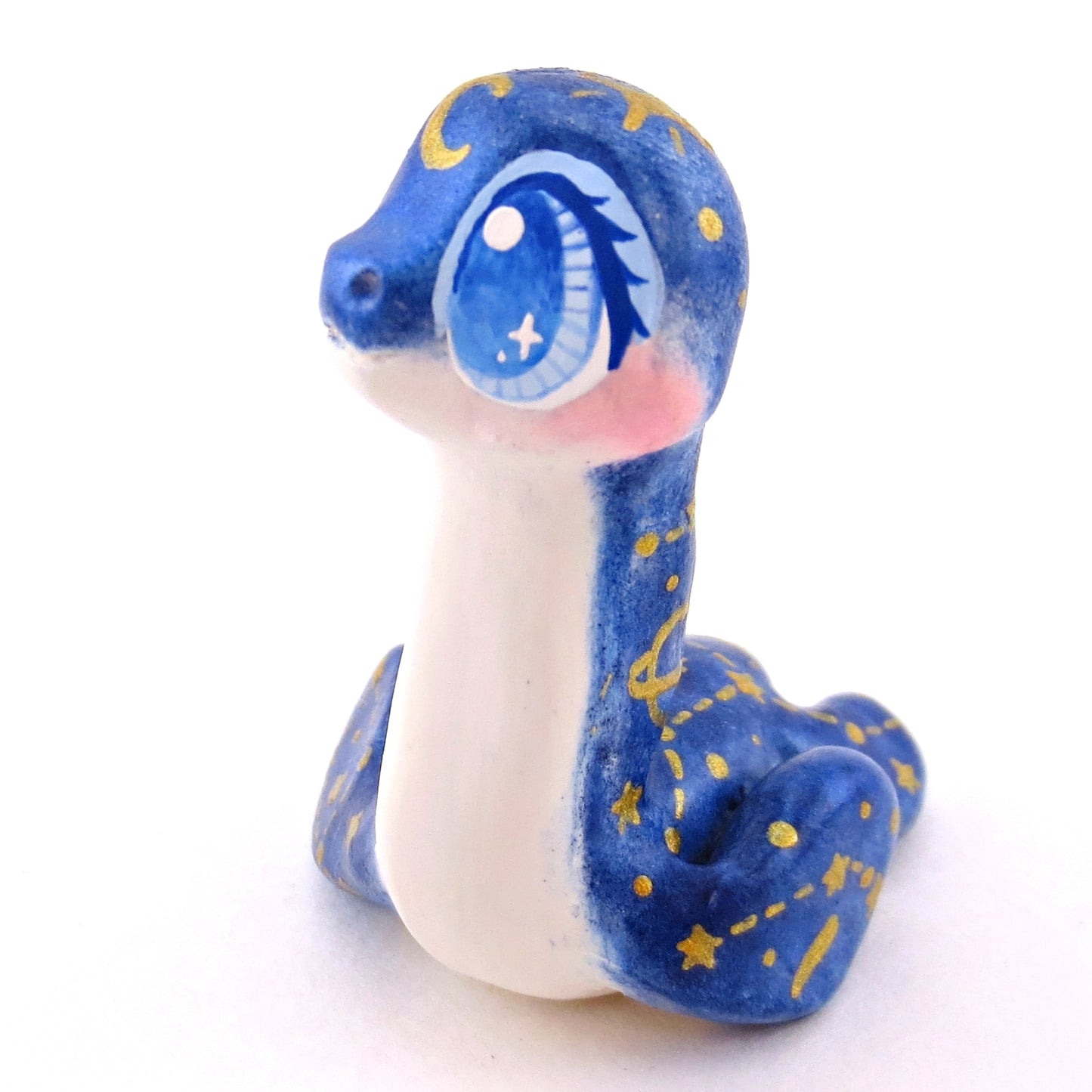 Dark Blue Constellation Nessie Figurine - Polymer Clay Celestial Sea Animals