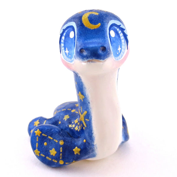 Dark Blue Constellation Nessie Figurine - Polymer Clay Celestial Sea Animals