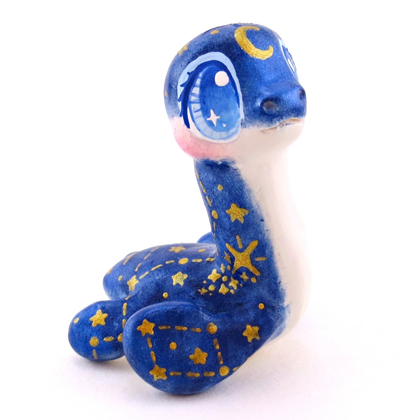 Dark Blue Constellation Nessie Figurine - Polymer Clay Celestial Sea Animals