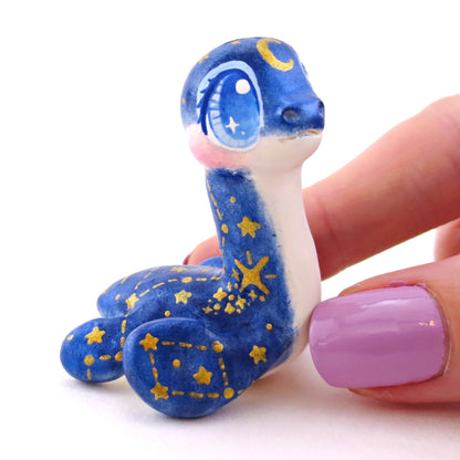 Dark Blue Constellation Nessie Figurine - Polymer Clay Celestial Sea Animals