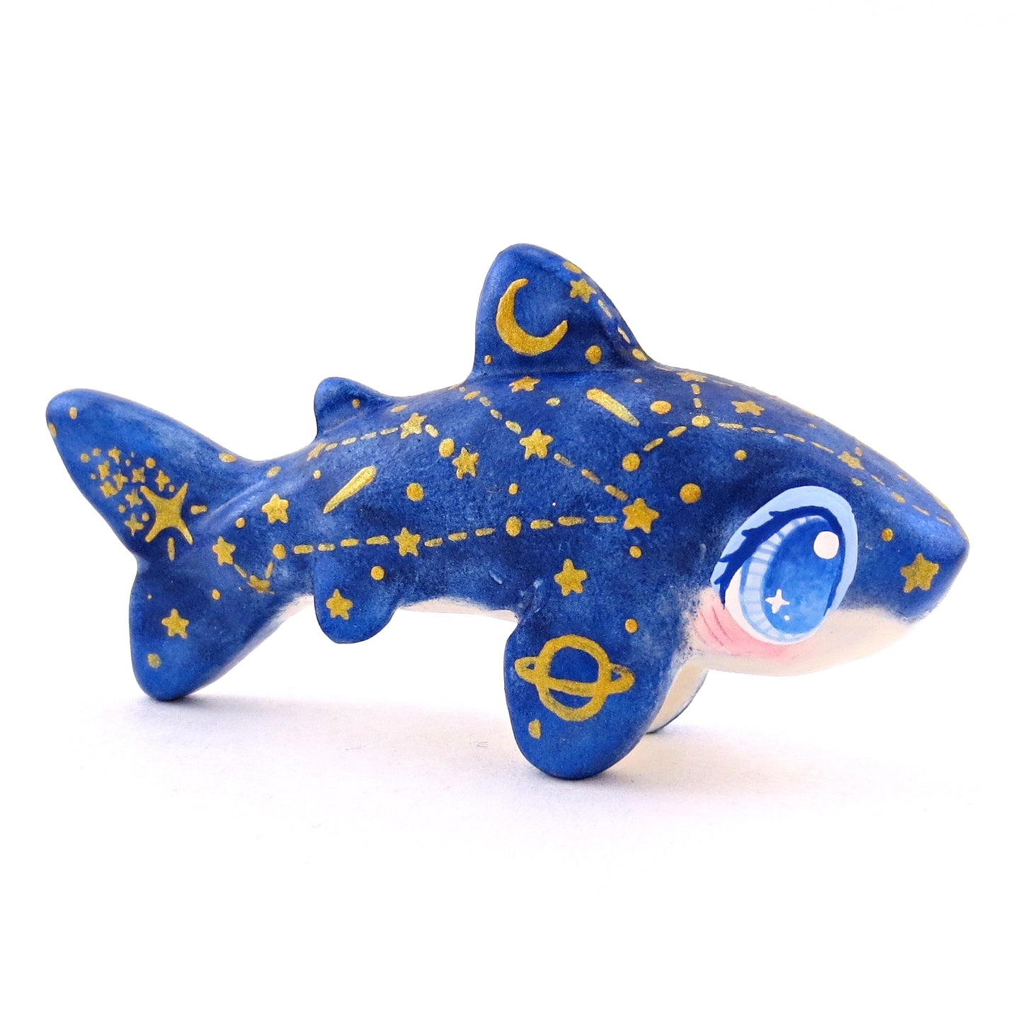 Dark Blue Constellation Shark Figurine - Polymer Clay Celestial Sea Animals