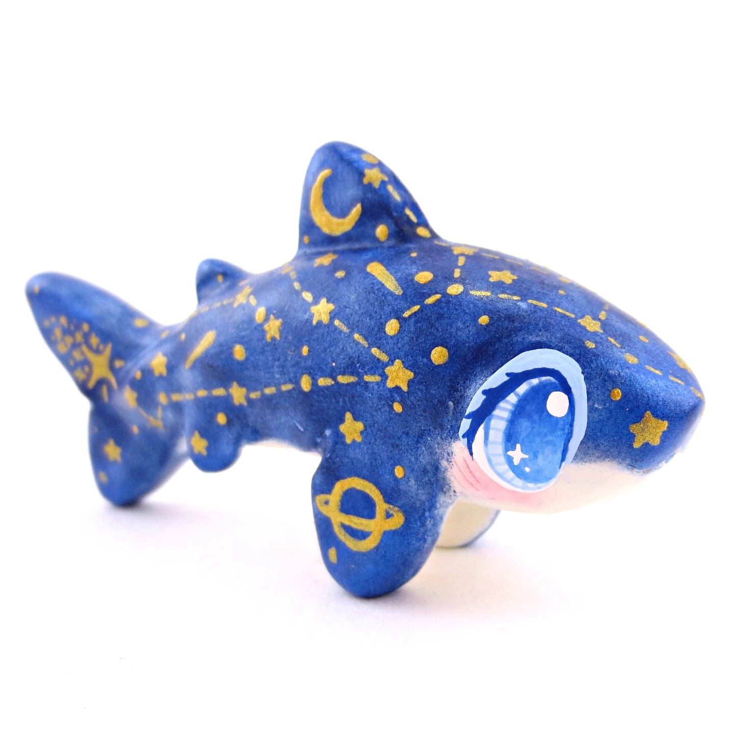 Dark Blue Constellation Shark Figurine - Polymer Clay Celestial Sea Animals