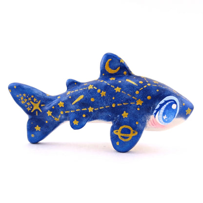 Dark Blue Constellation Shark Figurine - Polymer Clay Celestial Sea Animals