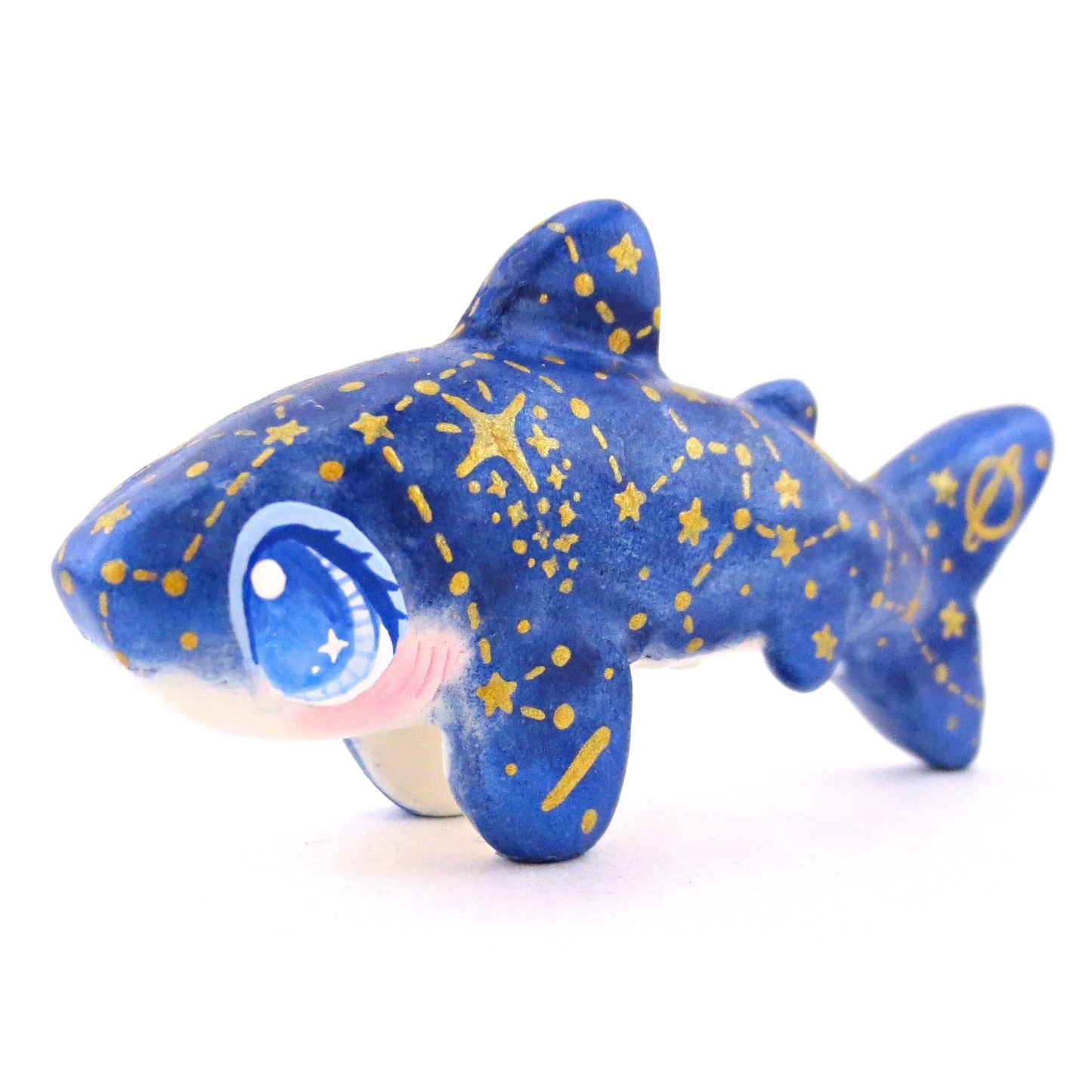 Dark Blue Constellation Shark Figurine - Polymer Clay Celestial Sea Animals