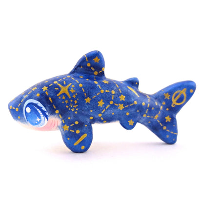 Dark Blue Constellation Shark Figurine - Polymer Clay Celestial Sea Animals