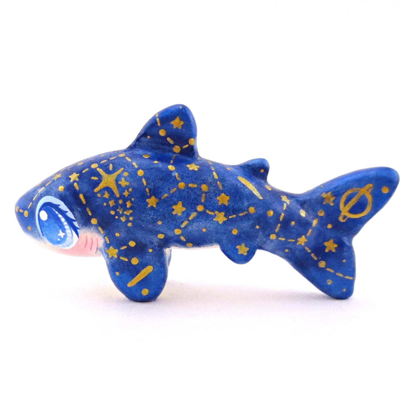 Dark Blue Constellation Shark Figurine - Polymer Clay Celestial Sea Animals