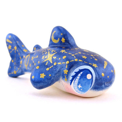 Dark Blue Constellation Whale Shark Figurine - Polymer Clay Celestial Sea Animals